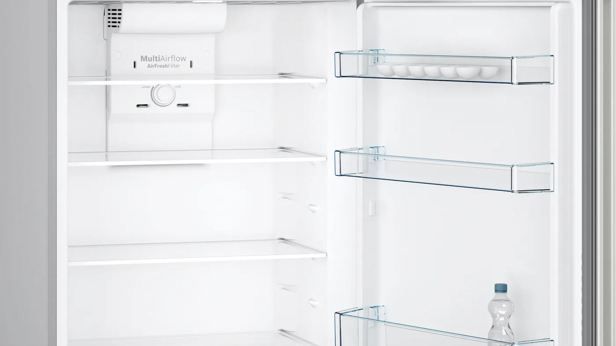 Bosch KDN43N120B free-standing fridge-freezer with freezer at top 178 x 70 cm Inox-look-metallic, Total No Frost