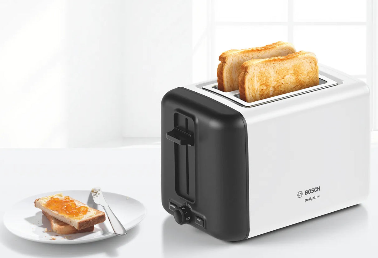 Bosch TAT3P421GB Compact toaster DesignLine, White, 970 Watt