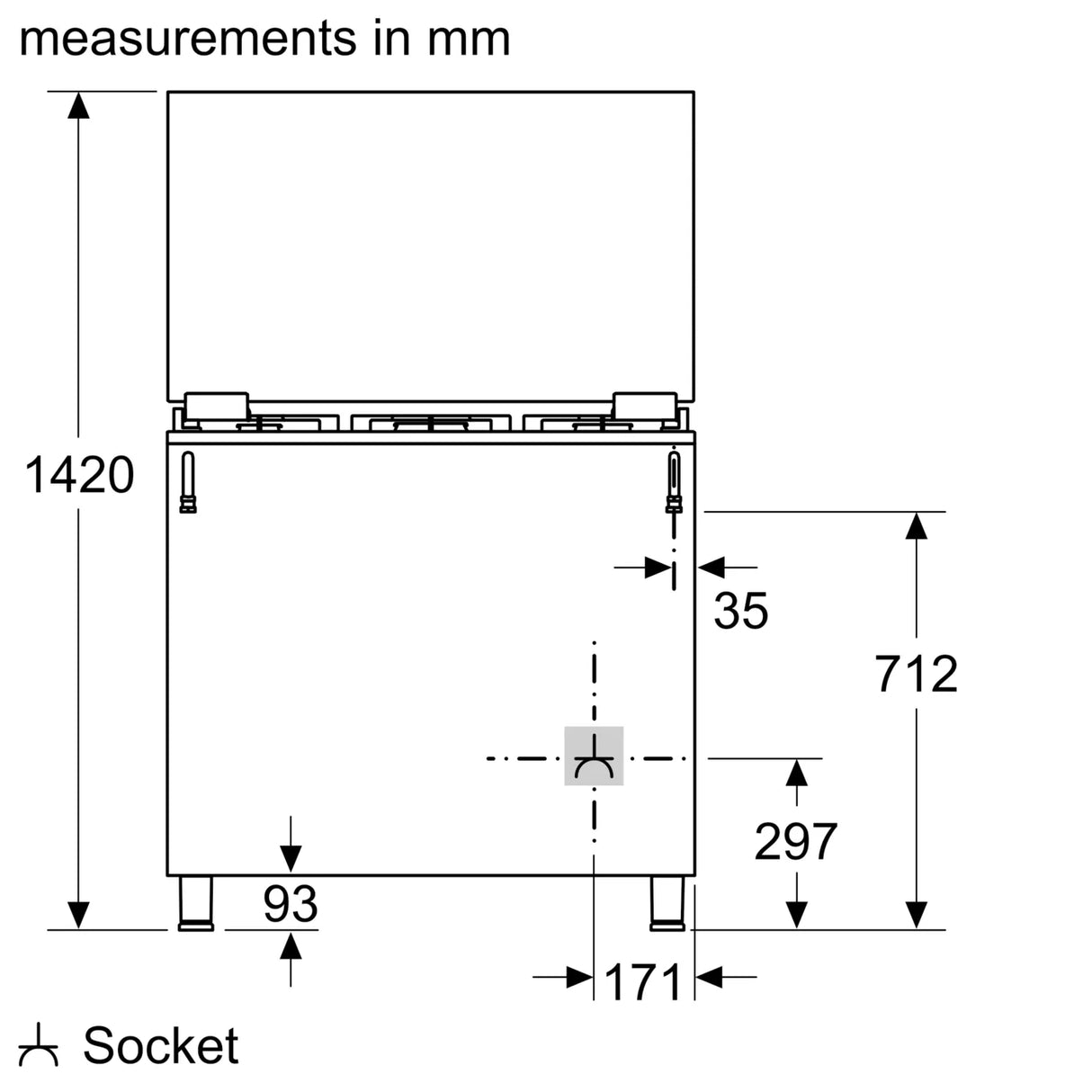 Bosch HGV1F0U59M Series 2 Gas range cooker Stainless steel