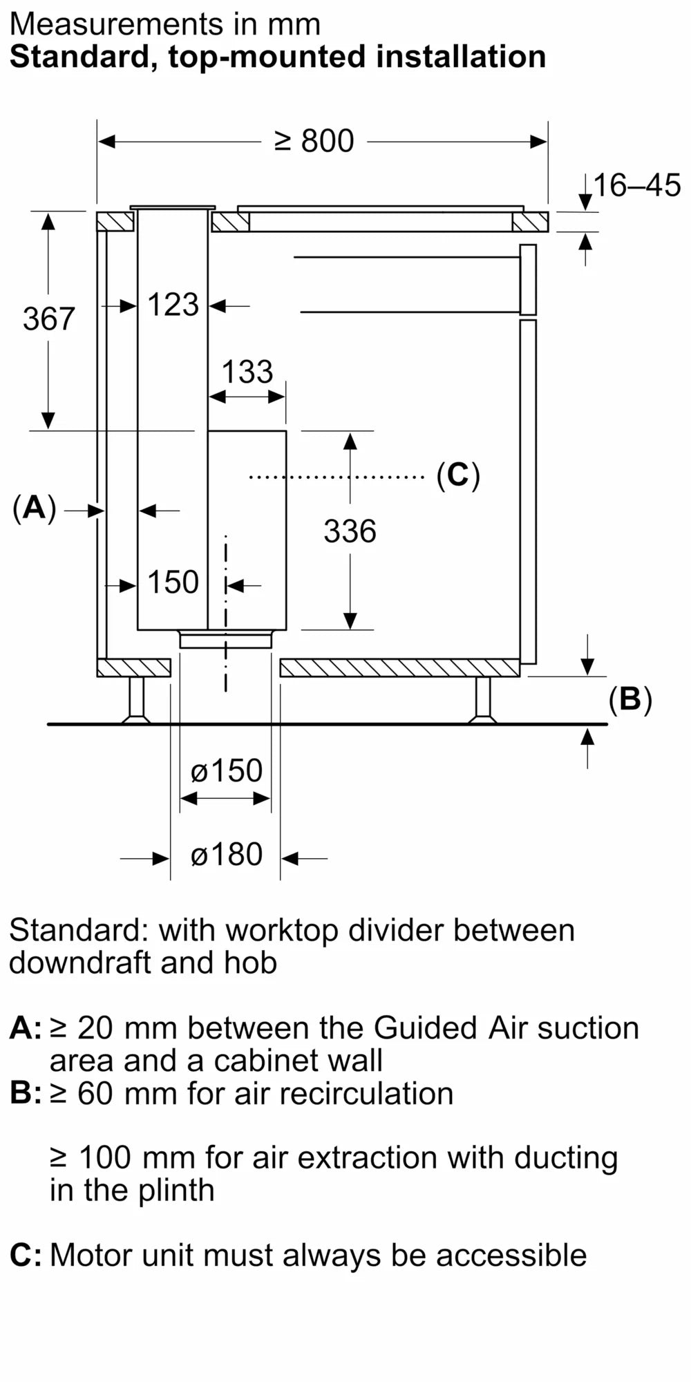 غطاء هواء بوش DDW88MM60B سلسلة 8 ذو الشفط السفلي 80 سم، أسود