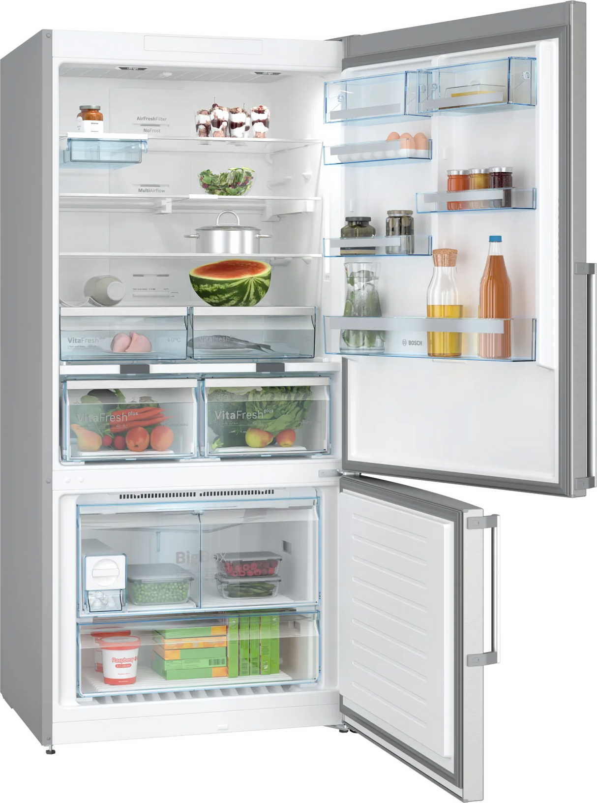 Bosch KGN86AI41B free-standing fridge-freezer with freezer at bottom 186 x 86 cm Brushed steel, anti-fingerprint, Total No Frost