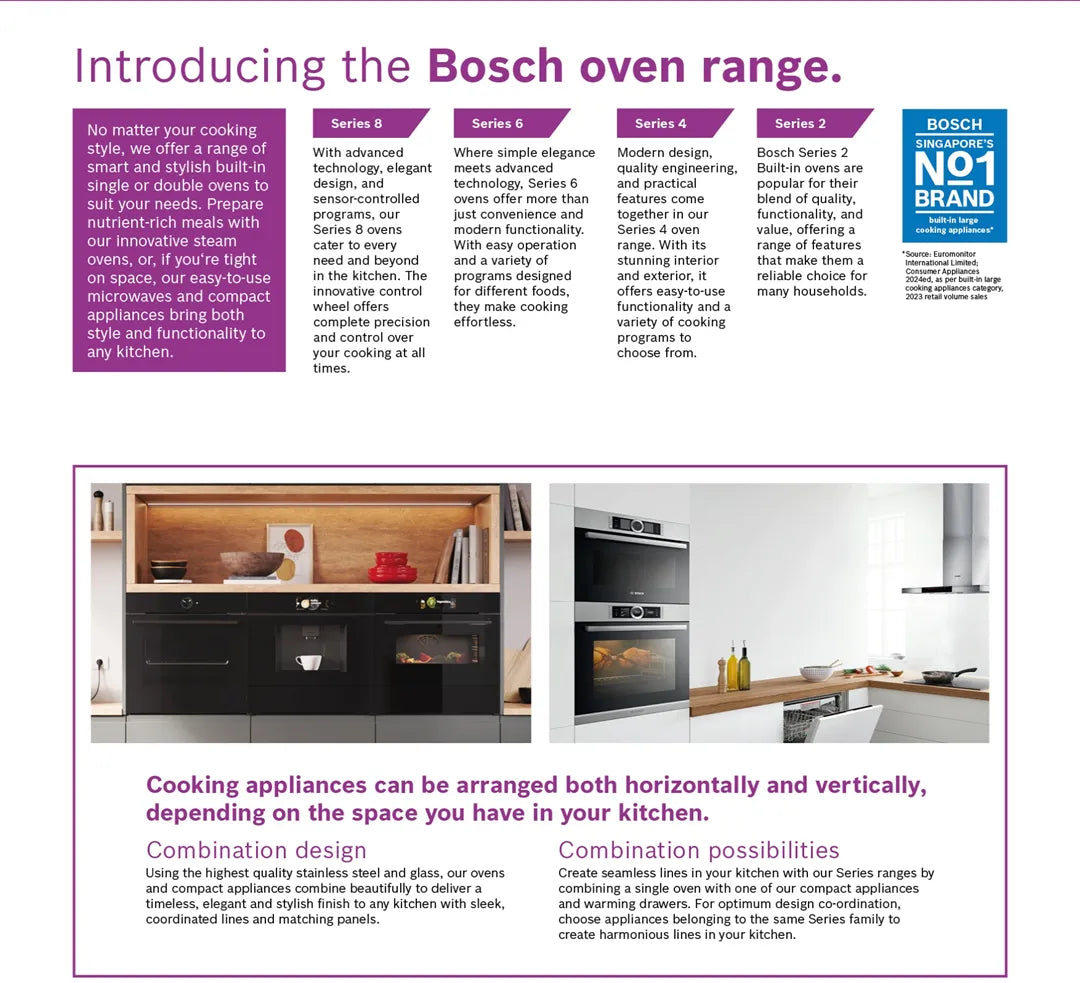 Bosch HIJ557YS3M Series 6 Built-in oven with added steam function 60x60 cm, Stainless steel