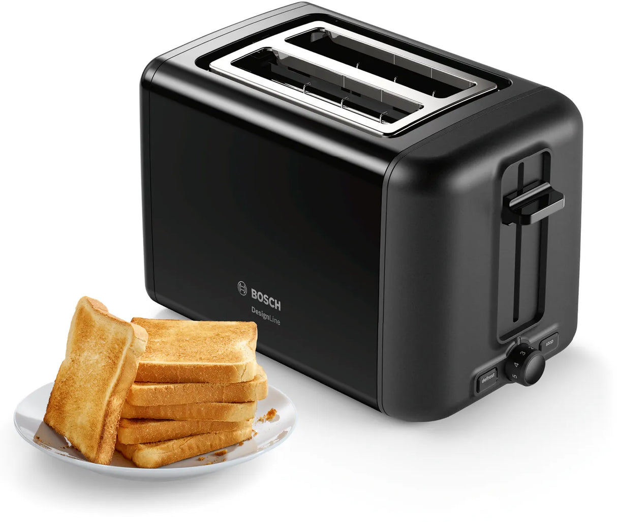 Bosch TAT3P423GB Compact toaster DesignLine Black, 970 Watt