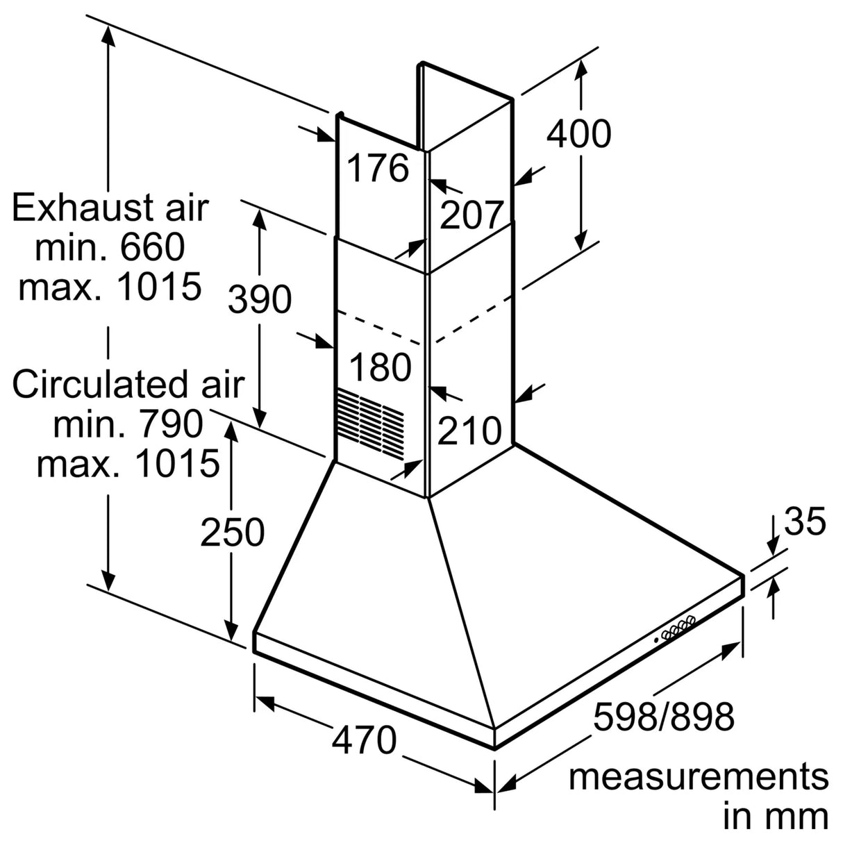 Bosch DWP94CC59M Series 2 wall-mounted cooker hood 90 cm Stainless steel