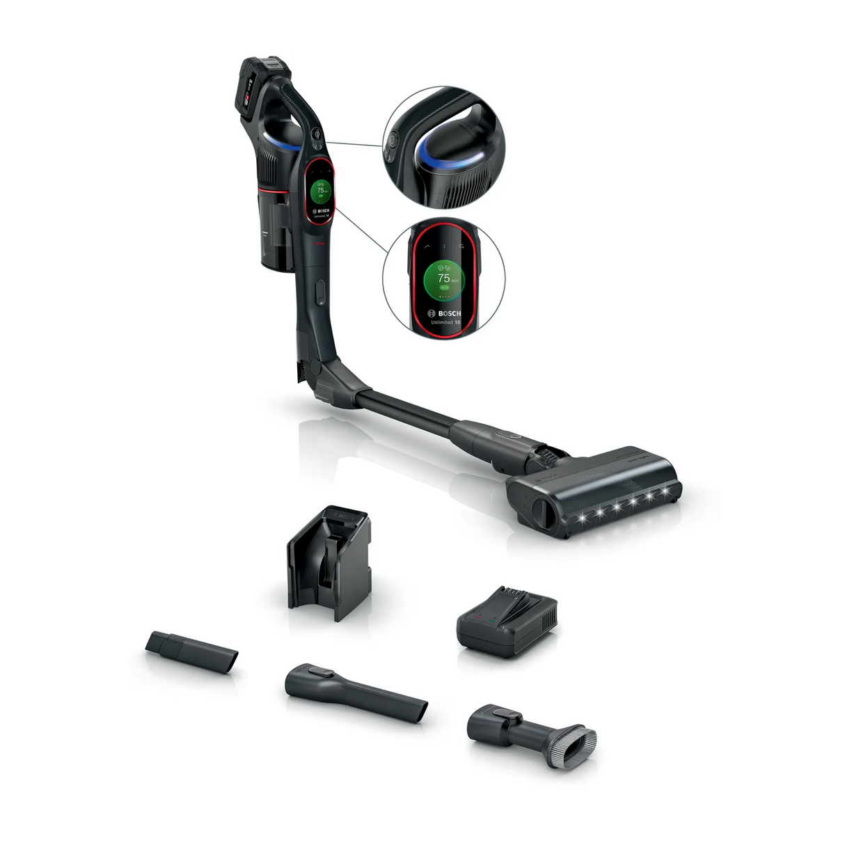 مكنسة كهربائية لاسلكية من بوش BCS1051GB Unlimited 10 ProPower، لون أسود