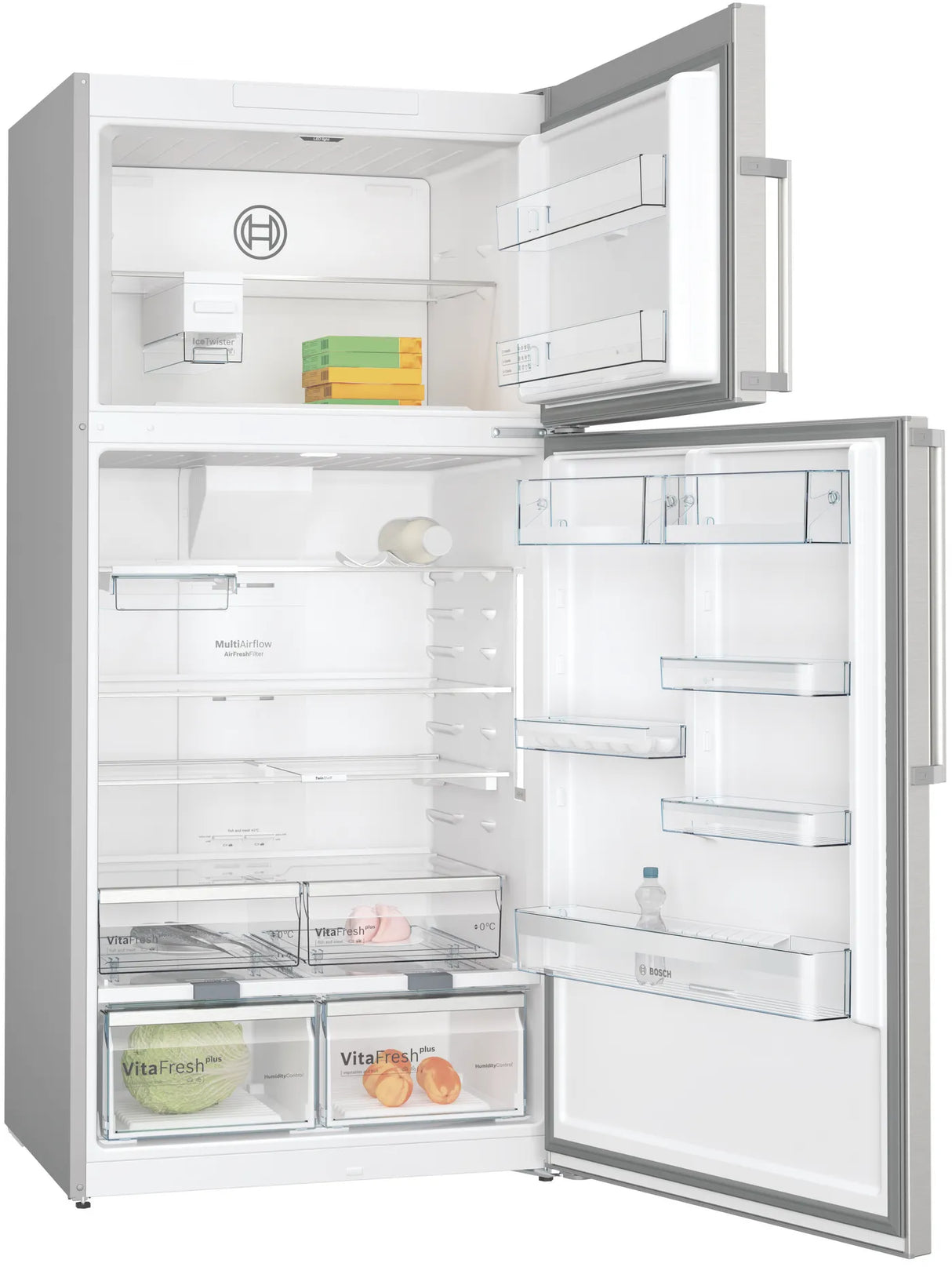 Bosch KDN76AI41B free-standing fridge-freezer with freezer at top 186 x 86 cm Brushed steel anti-fingerprint, Total No Frost