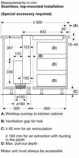 غطاء هواء بوش DDW88MM60B سلسلة 8 ذو الشفط السفلي 80 سم، أسود