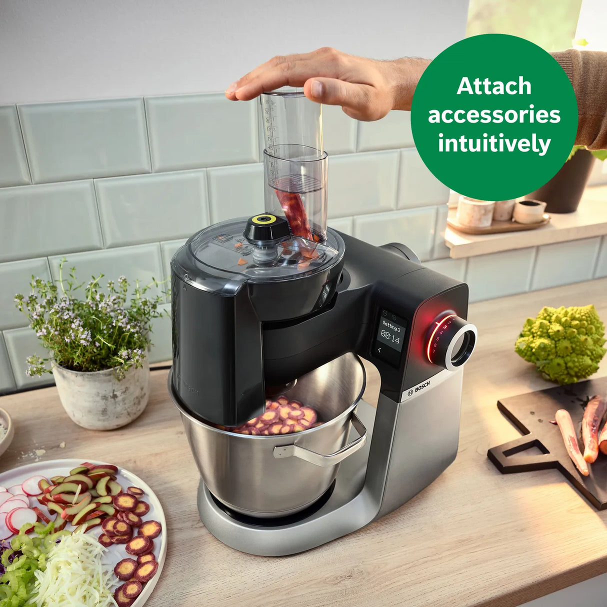 Bosch MUMS6ZM00G Stand mixer with scale 1600 Watt Black, Brushed stainless steel