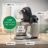 Bosch MUMS6ZM00G Stand mixer with scale 1600 Watt Black, Brushed stainless steel