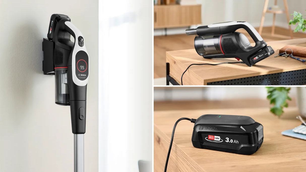 مكنسة كهربائية لاسلكية من بوش BBS931WGB Unlimited 9 باللون الأبيض