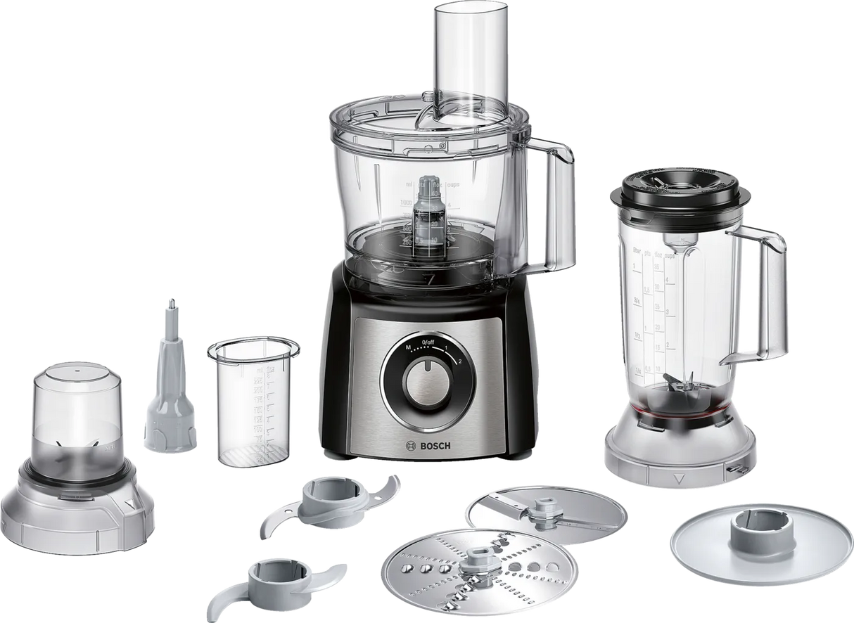 Bosch MCM3501MGB Food processor MultiTalent 3, 800 Watt Black, Brushed stainless steel