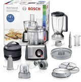 Bosch MC812M853G Food processor MultiTalent 8, 1250 Watt Black, Brushed stainless steel