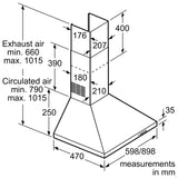 Bosch DWP94CC59M Series 2 wall-mounted cooker hood 90 cm Stainless steel