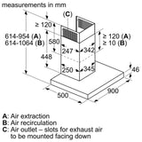 Bosch DWB97CM50B Series 6 wall-mounted cooker hood 90 cm Stainless steel